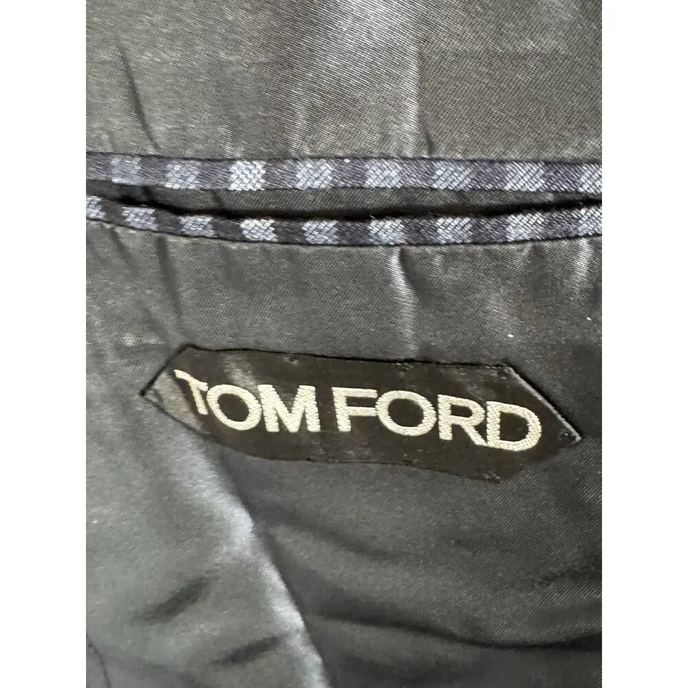 Tom Ford Blue Plaid Peak Lapel Suit Silk 48 38R US O'Connor 34x27 Trousers